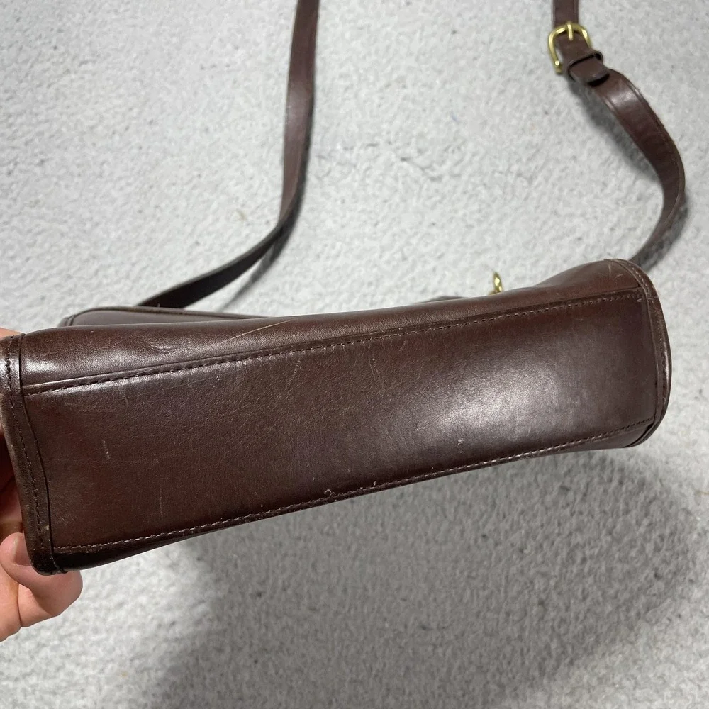 Vintage COACH COURT Brown Leather Crossbody Satchel Bag Handbag‎ Purse 9870 USA